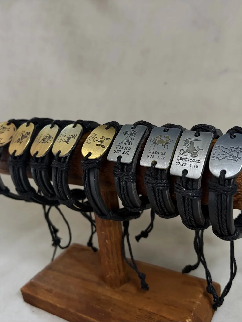 Black Braided Leather Zodiac Bracelet